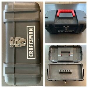 Craftsman Black Plastic Portable Tool Box Red Handle Removable Tray Garage Dorm